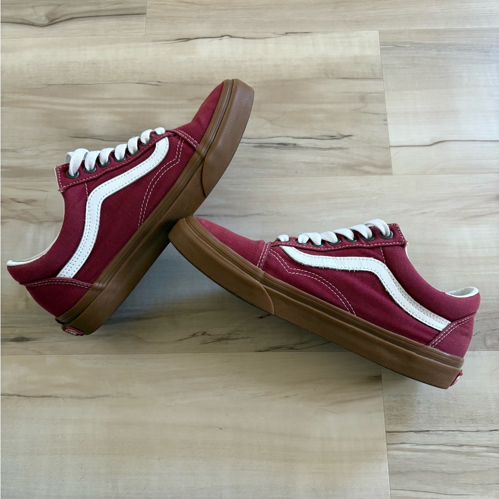 Vans Old Skool Maroon Gum Sneakers Size 8 Women
